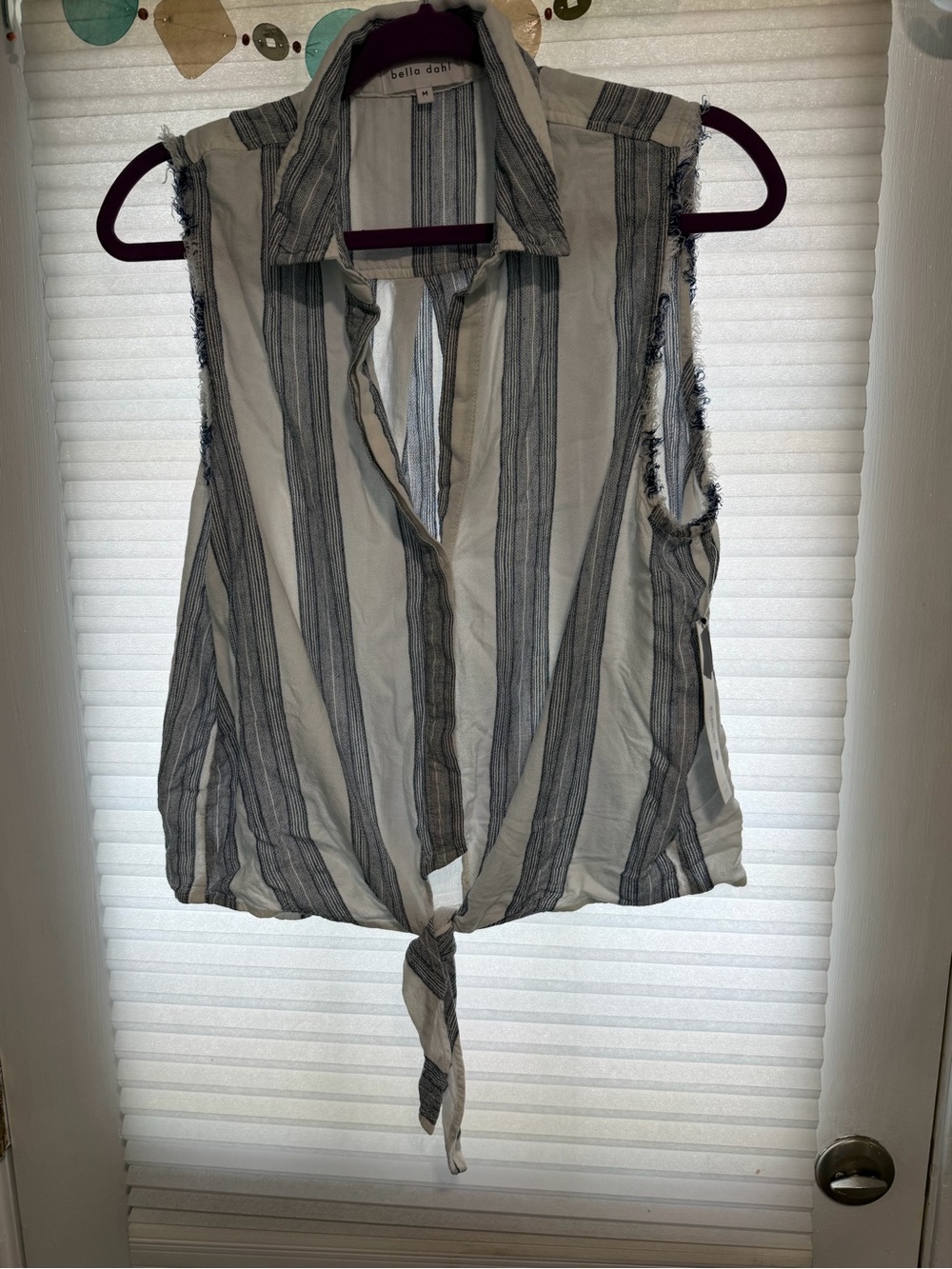 NWT Bella Dahl Striped Tie-Front Sleeveless Top - White & Blue